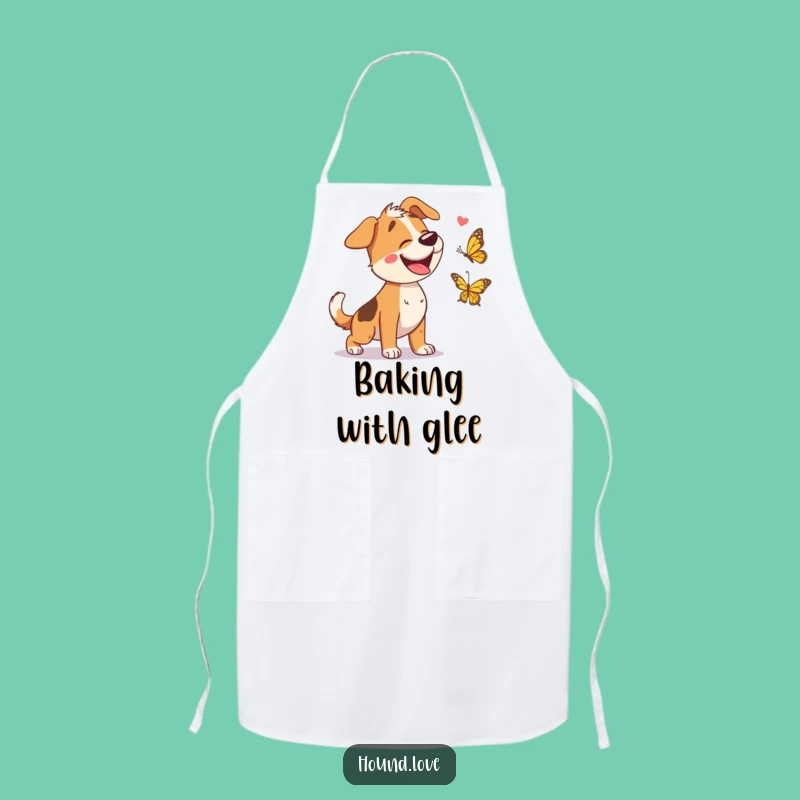 Funny Hound Chasing Butterfly Apron: Hilarious Kitchen Wear and Pet Lover Gift