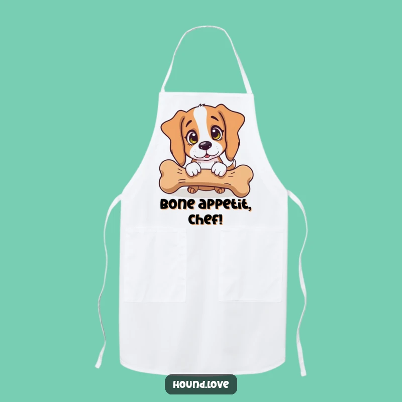 Funny Hound Dog Apron: Innocent Eyes Watch Giant Bone, Perfect Chef's Humorous Gift