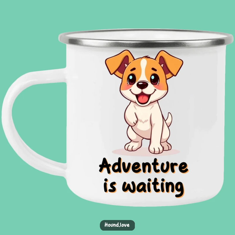 Funny Dog Camping Mug: Enthusiastic Hound Ready to Retrieve, Rugged & Humorous Outdoor Gift