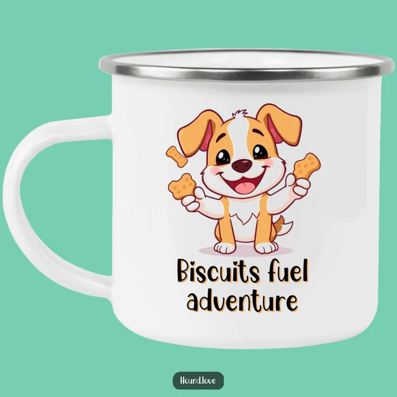 Funny Hound Dog Biscuit Juggling Camping Mug - Adventure Fuelled Laughter