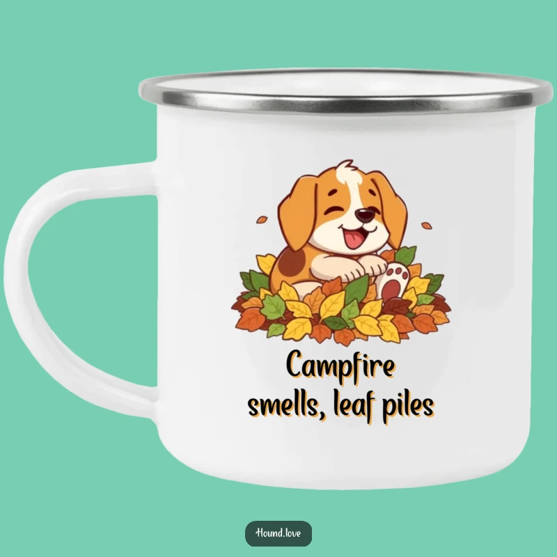 Funny Hound Leaf Trail Camping Mug: Your Hilarious Companion for Autumn Adventures