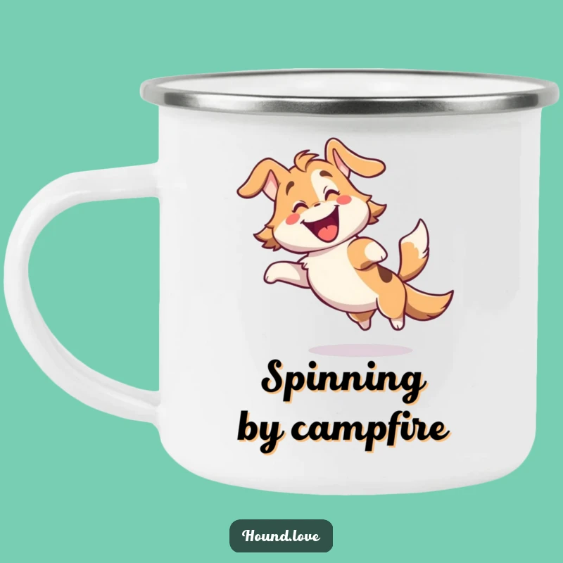 Funny Gleeful Hound Camping Mug - Joyful Adventures with Hilarious Dog Art