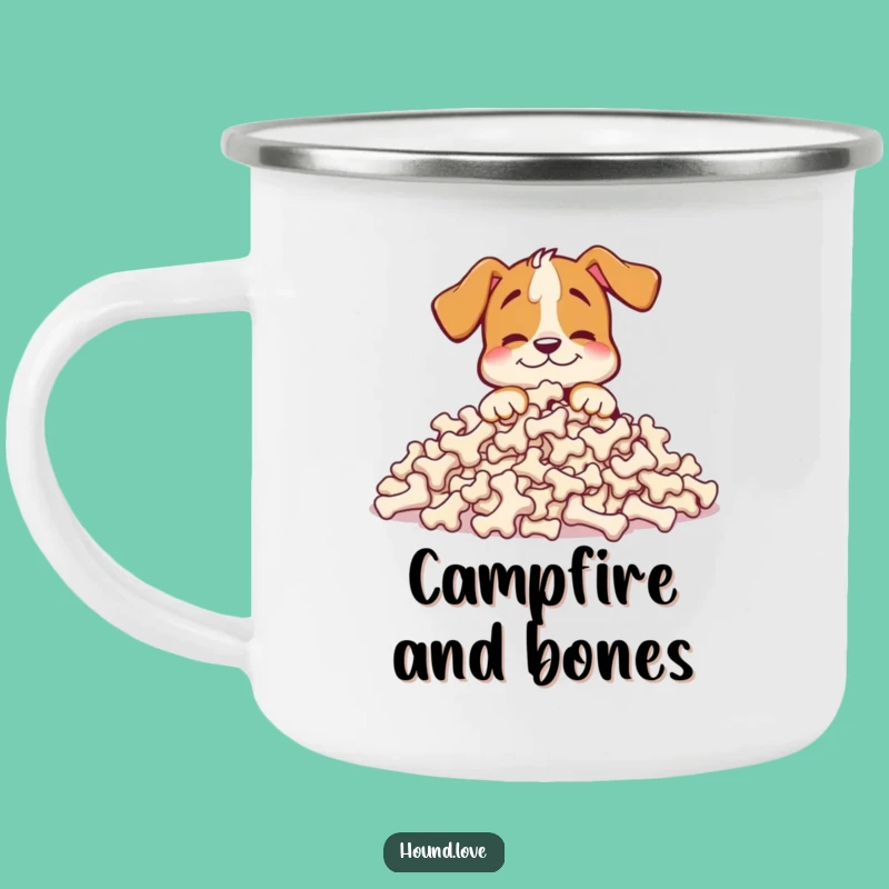 Funny Happy Hound Camping Mug: Durable Bone Bliss, Outdoor Gift