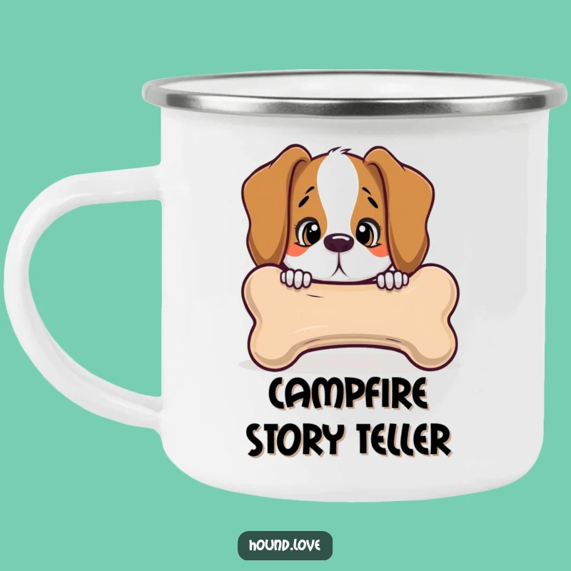 Funny Hound Bone Camping Mug - Curious Sips by the Fire!