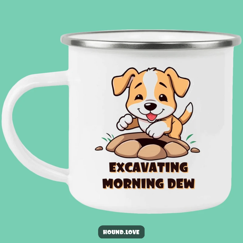 Funny Hound Digging Camping Mug: Durable & Hilarious Outdoor Cup for Adventurous Dogs