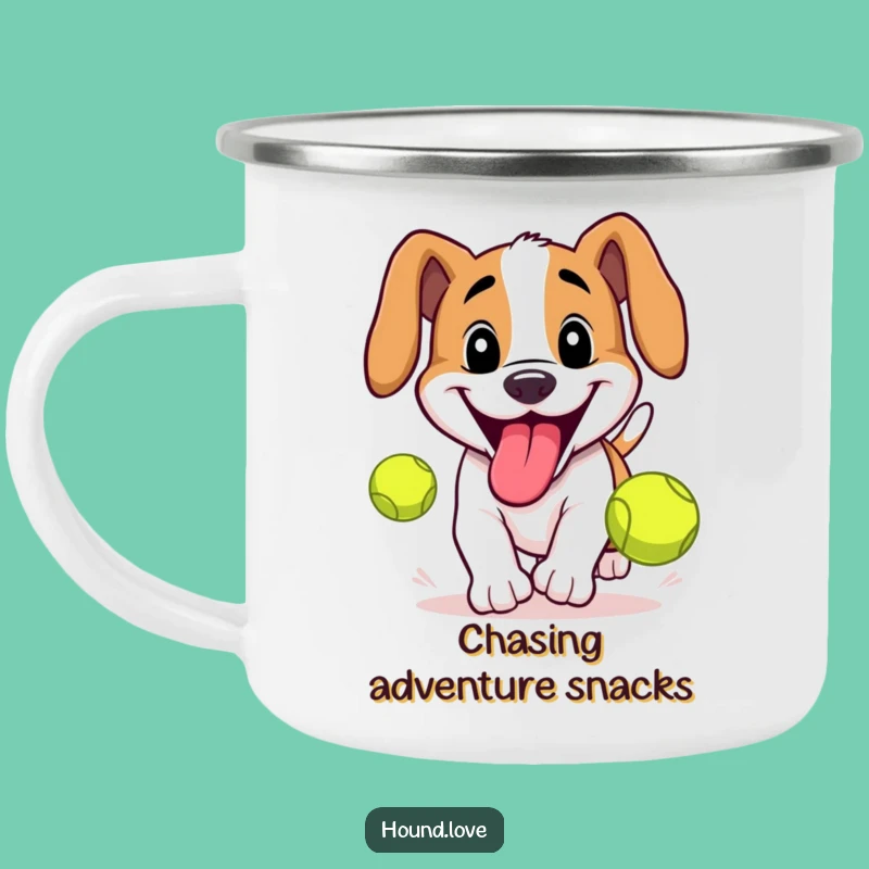 Funny Tennis Ball Hound Camp Mug: Durable Humor for Playful Campers