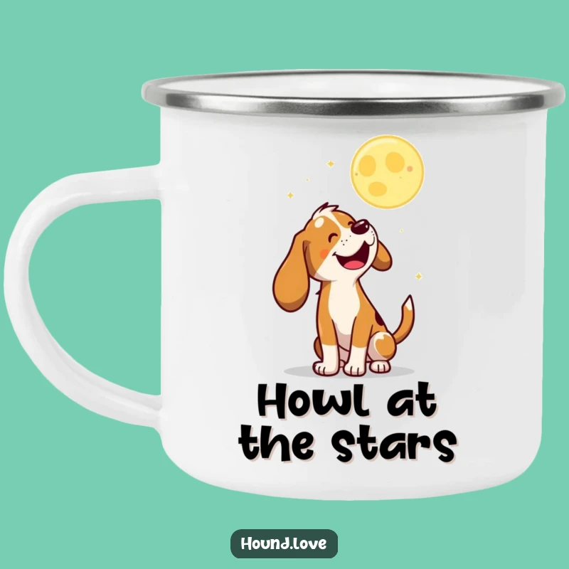 Funny Baying Hound Camping Mug: Nocturnal Companion for Outdoor Fun