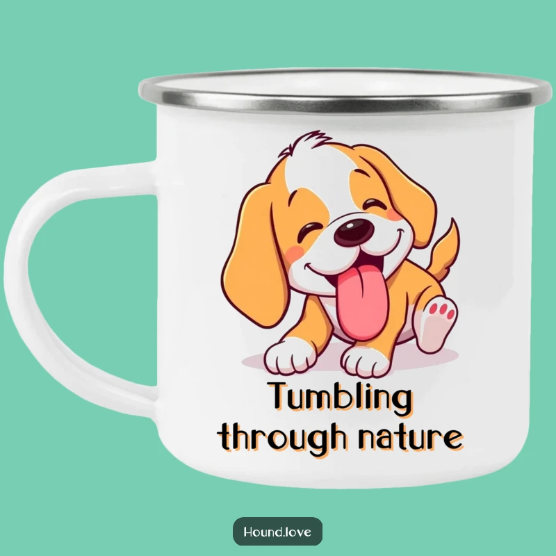 Funny Tumbling Hound Camping Mug: Trailside Chuckles with this Hilarious Dog Gift