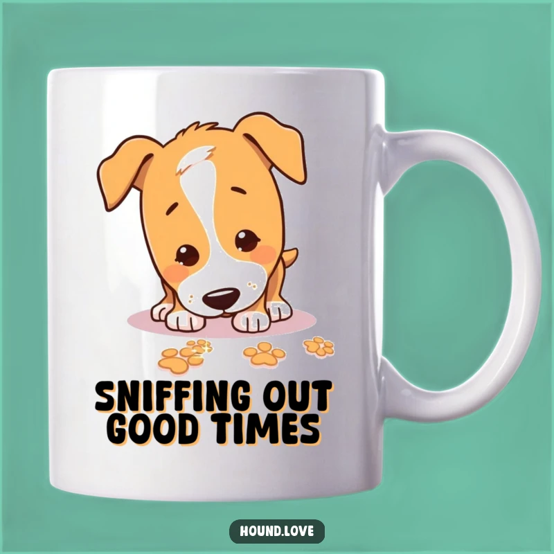 Funny Sniffing Hound Mug: Tracking Fun with Sparkle, Perfect Funny Gift