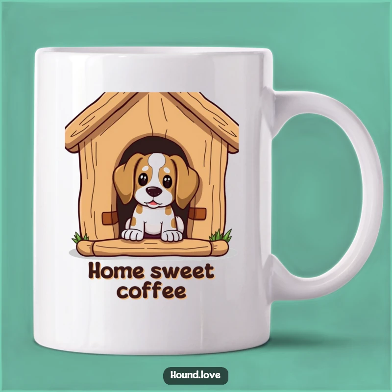 Funny Hound Dog House Mug: Curious Peek Design, Perfect Funny Gift