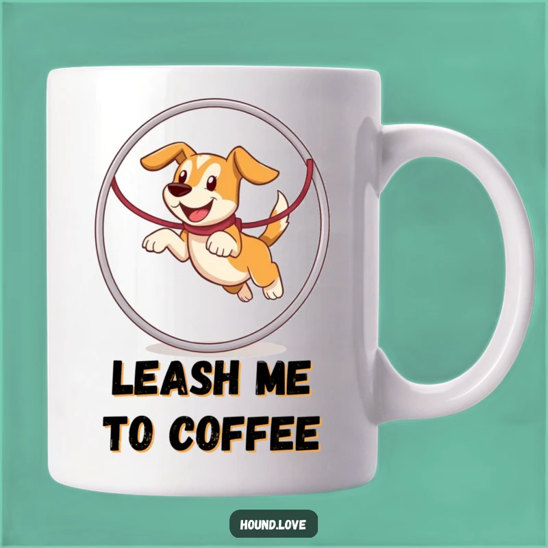 Funny Leaping Hound Mug: Joyful Hoop Jump, Perfect Funny Gift for Dog Lovers
