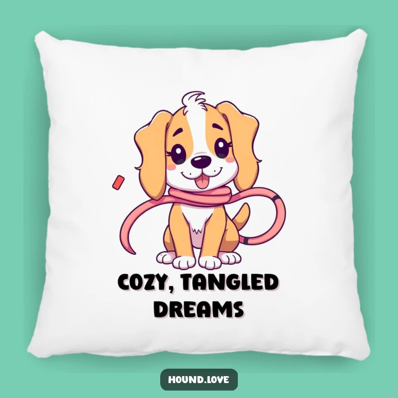 Funny Tangled Hound Pillow: Soft Ribbon Cushion, Cozy Funny Gift