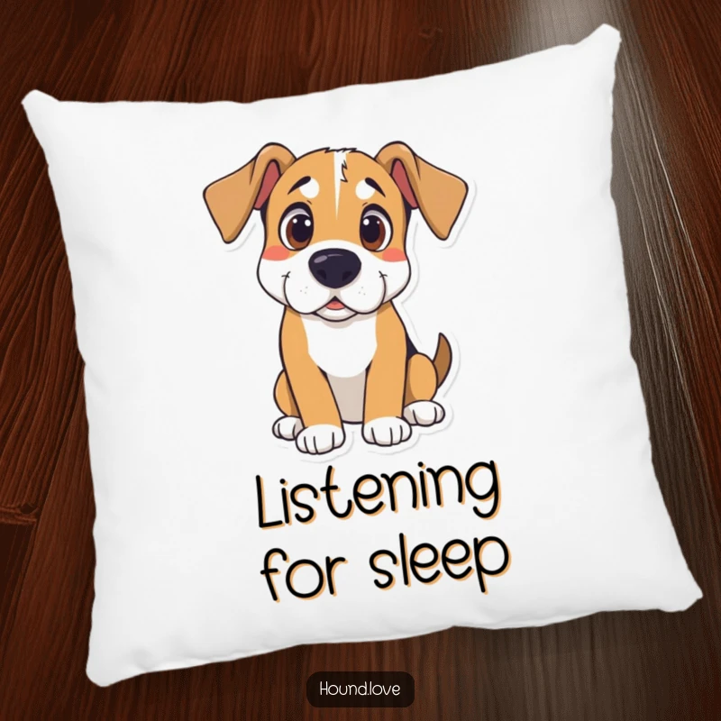 Funny Hound Pillow: Curious hound listening intently, offering comfort and humor, a delightful home accent.