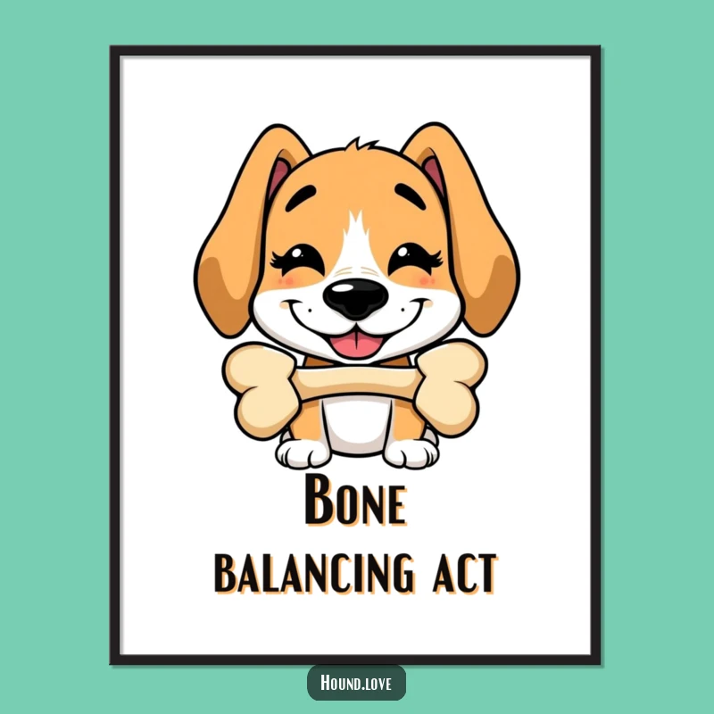 Funny Hound Bone Balance Digital Art: Instant Silly Decor, Perfect Gift for Walls