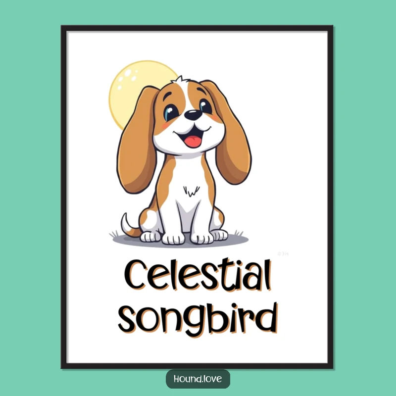 Funny Hound Moon Digital Art - Floppy Eared Howler Print for Walls!