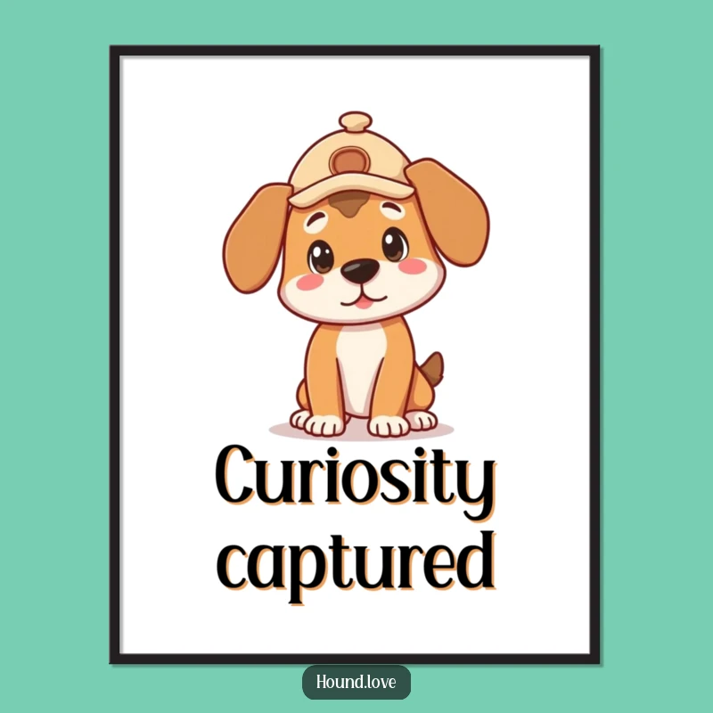 Funny Detective Hound Digital Art - Curious Pose Printable, Instant Funny Gift Decor