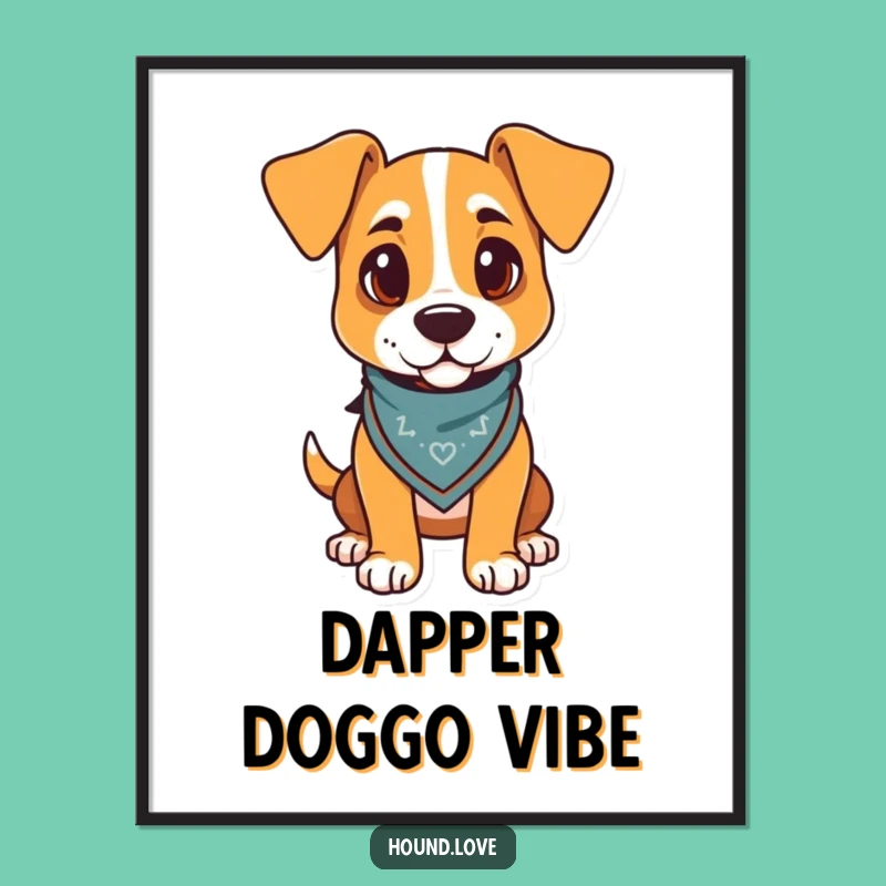 Funny Hound Bandana Digital Print: Instant Joyful Dog Art Download