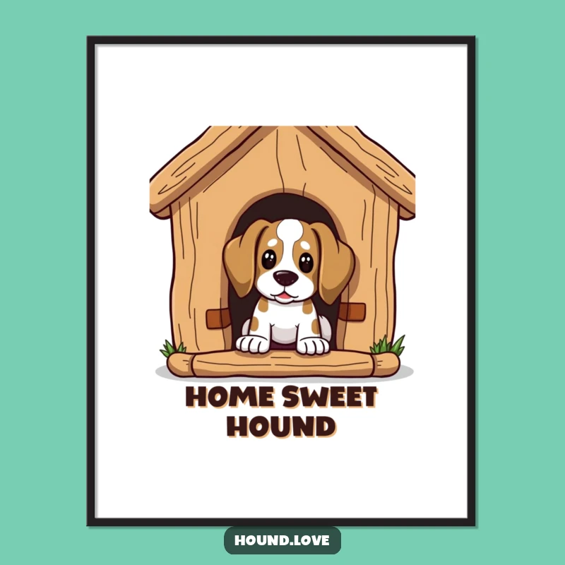 Funny Hound Digital Art: Curious Peek Scene, Instant Funny Gift