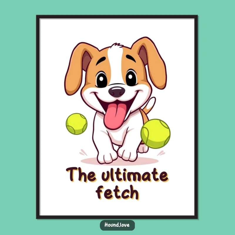 Funny Tennis Ball Hound Digital Art: Instant Playful Canine Decor