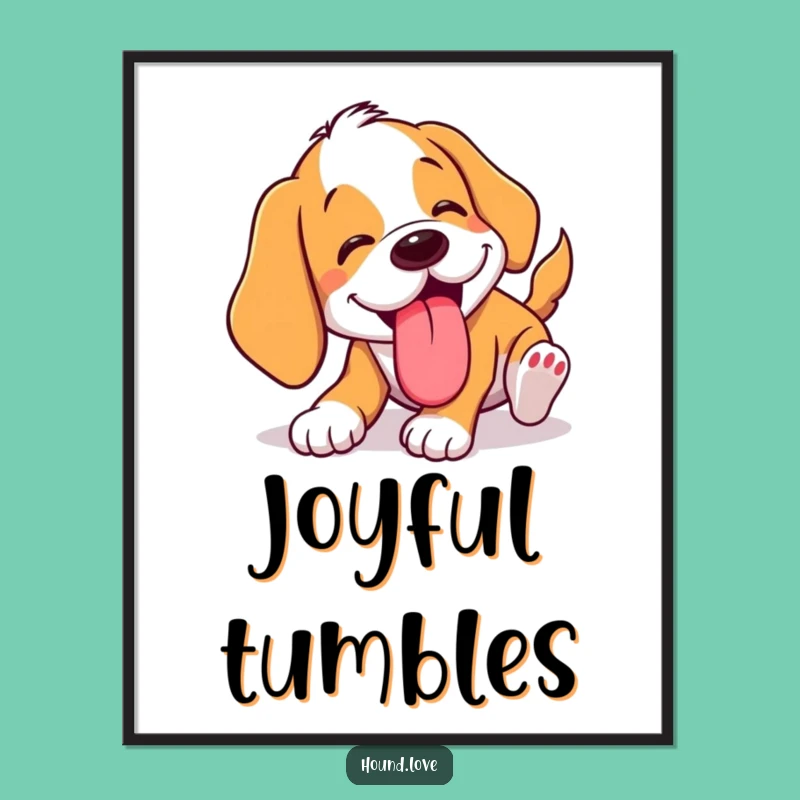 Funny Tumbling Hound Digital Art: Instant Laughs with this Hilarious Dog Print Gift