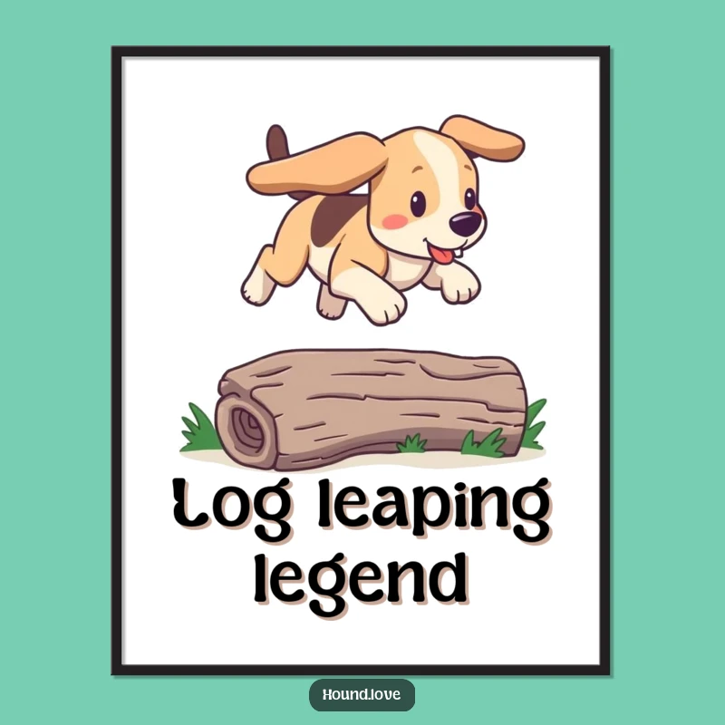 Funny Bounding Hound Digital Art: Instant Joy with this Hilarious Dog Print Gift