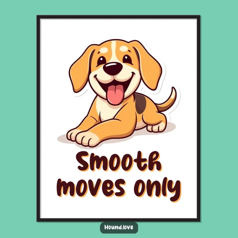 Funny Sliding Hound Digital Print: Instant Joy, Framable Funny Gift