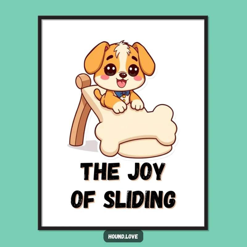 Funny Giddy Hound Digital Art: Instant Slide Joy Print, Gift