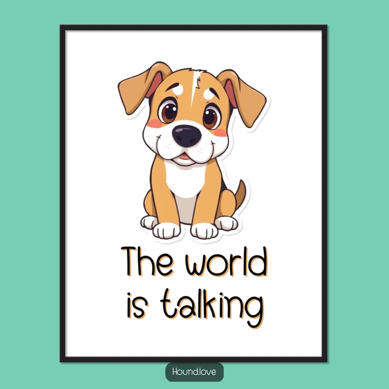 Funny Curious Hound Digital Art: Instant Attentive Canine Decor