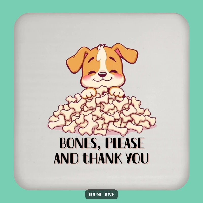 Funny Happy Hound Coaster: Protect Surfaces Bone Lover, Gift