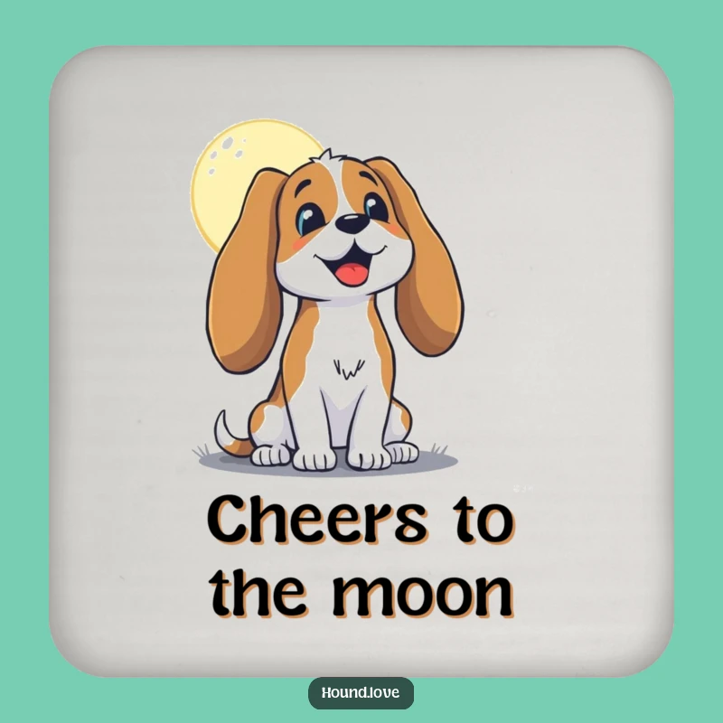 Funny Hound Moon Coaster - Protect Surfaces with Floppy Eared Charm!