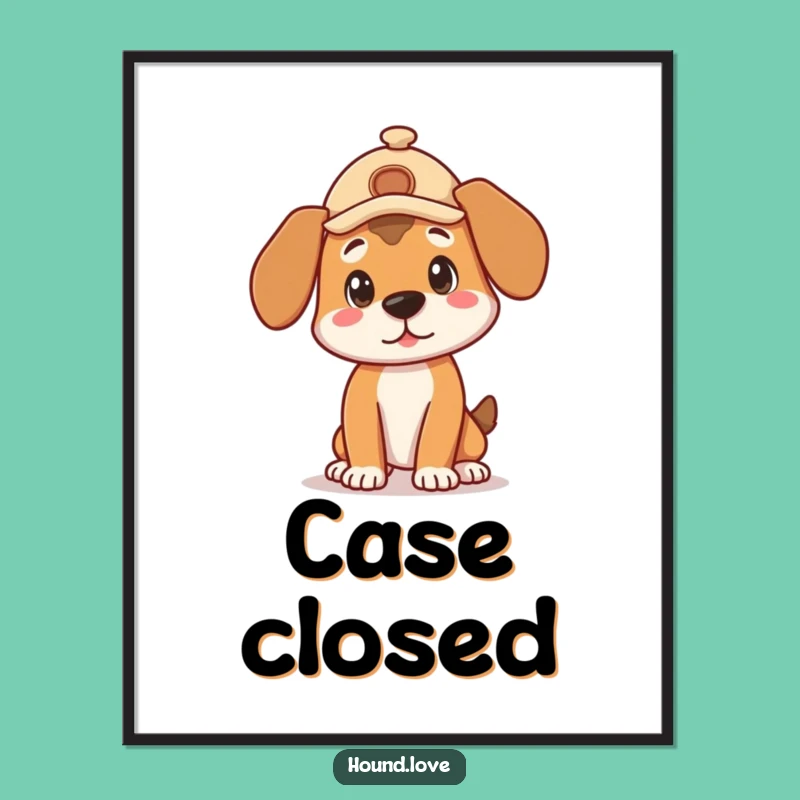 Funny Detective Hound Poster - Curious Pose Wall Art, Charming Funny Gift Decor