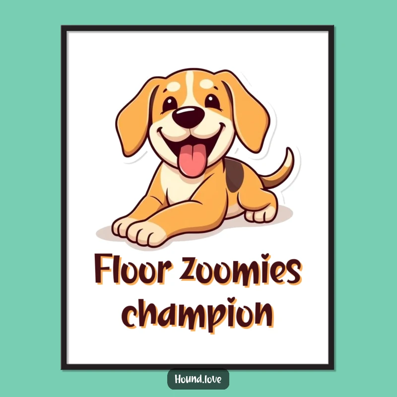 Funny Sliding Hound Poster: Hilarious Dog Art Print, Perfect Funny Gift