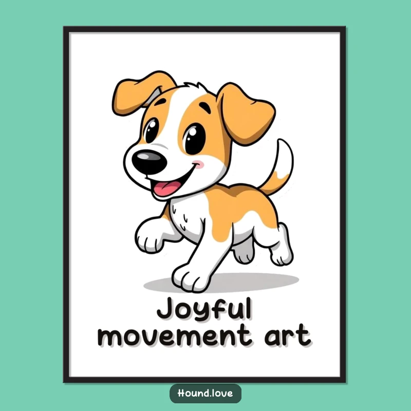 Funny Hound Trot Poster: Adorable Comical Dog Art Print Gift