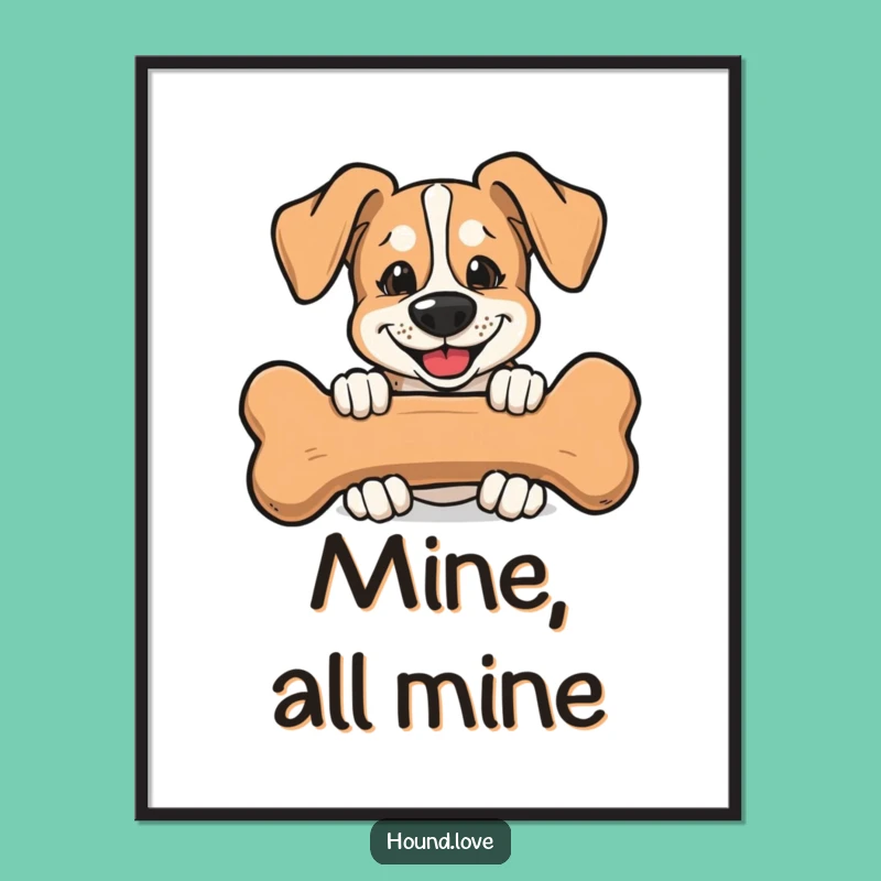 Funny Mischievous Hound Poster: Cheeky Art, Whimsical Funny Gift