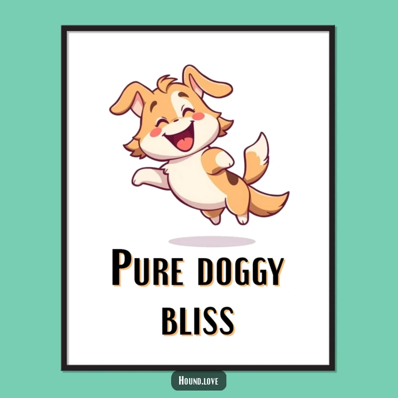 Funny Gleeful Hound Poster - Joyful Wall Art for Dog Lovers' Homes