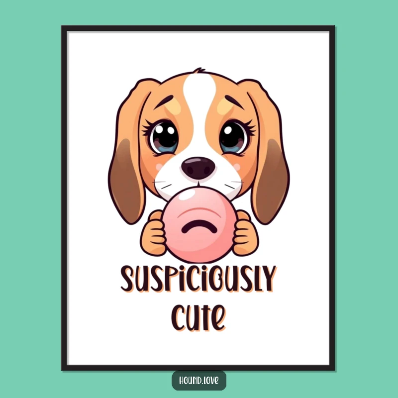 Funny Curious Hound Poster - Adorable Wall Art for a Playful Space