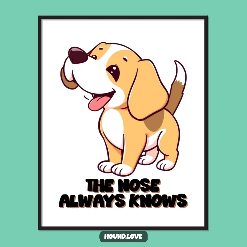 Funny Joyful Hound Poster: Whimsical Canine Wall Art
