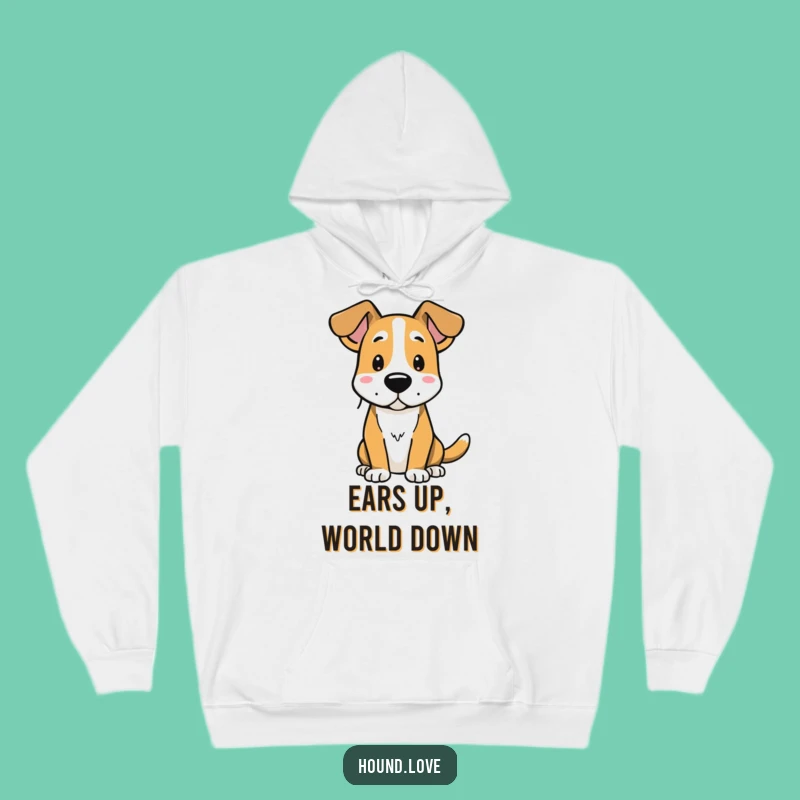 Cozy Funny Hound Hoodie, Alert Ears Design, Warm Listening Gift Idea