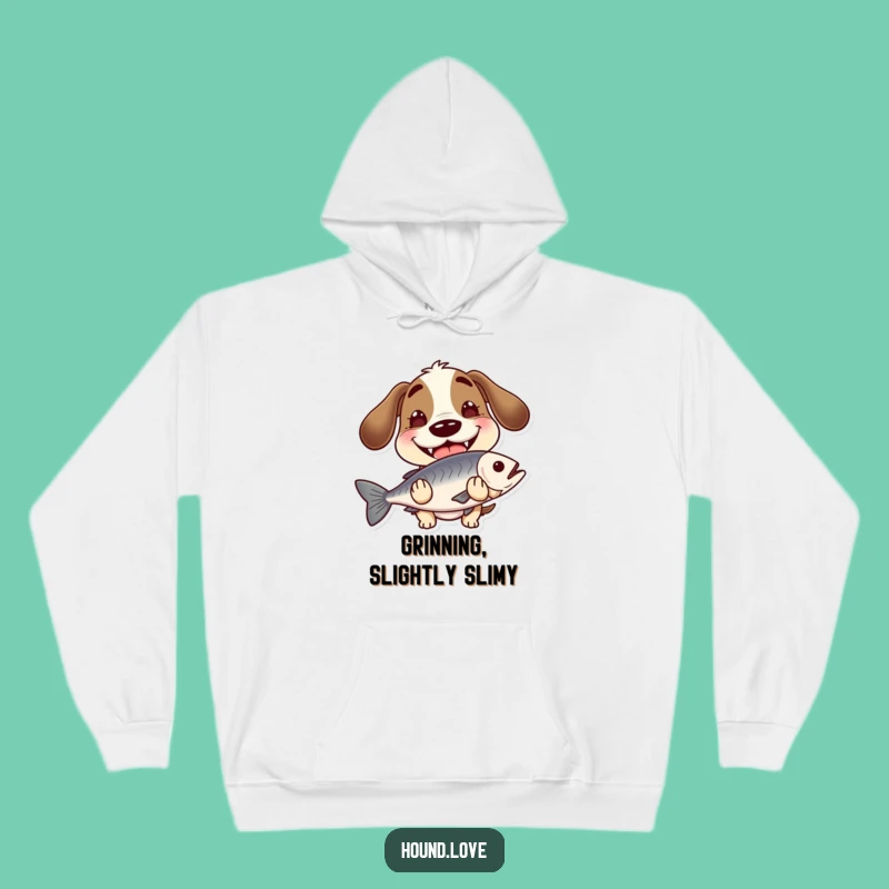 Funny Hound Fish Hoodie - Cozy Goofy Grin, Slippery Fun!