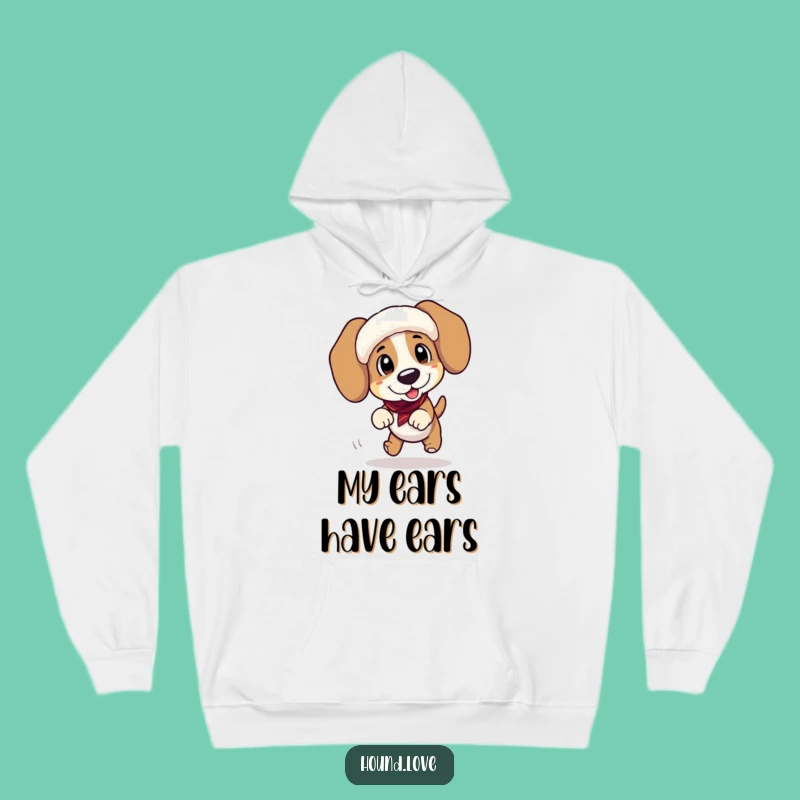 Funny Hound in Ear Muffs Hoodie - Cozy & Hilarious Winter Gift