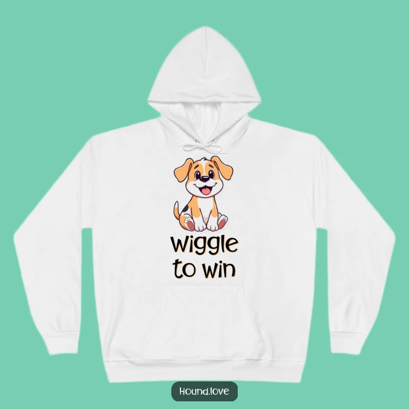 Cozy Funny Hound Wriggle Hoodie, Happy Vibes Gift, Playful Comfort