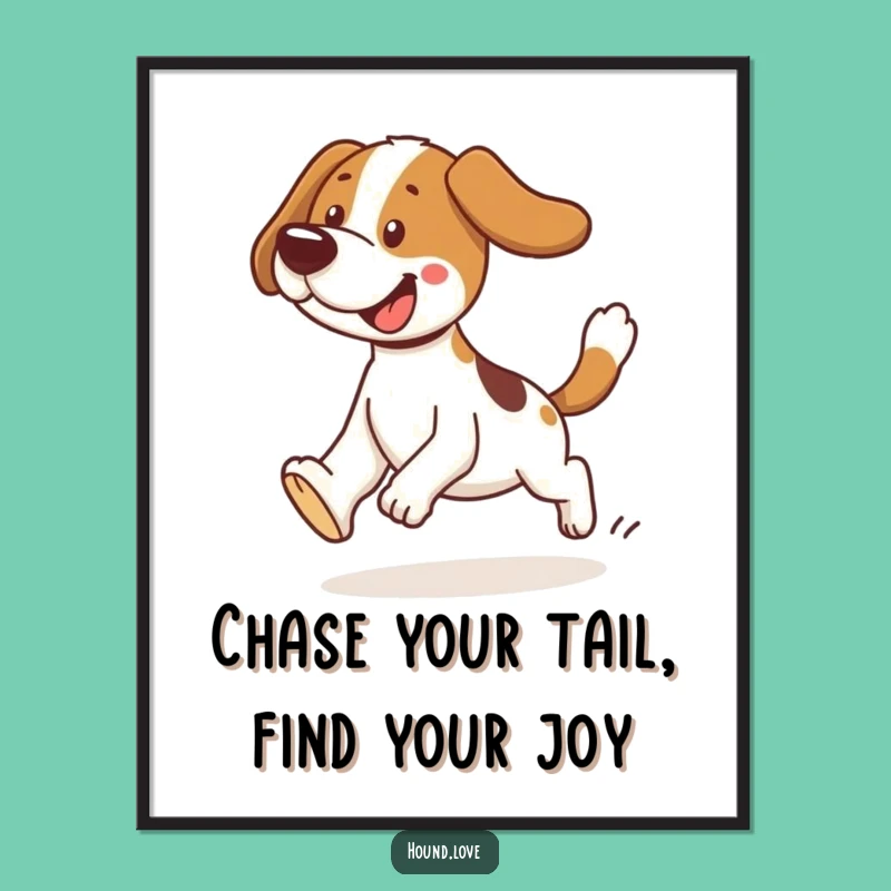 Funny Hound Art Free Printable: Silly Tail Chase Downloadable Decor