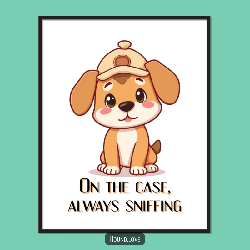 Free Printable Funny Hound Detective Wall Art - Curious Downloadable Decor Gift
