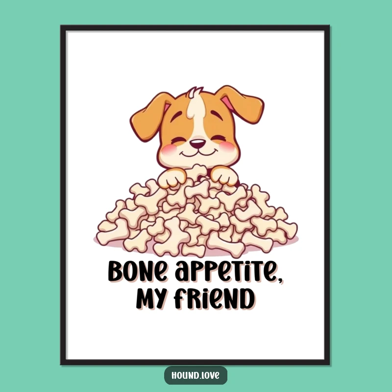 Free Printable Hound Wall Art: Funny Bone Pile Dog Downloadable Decor