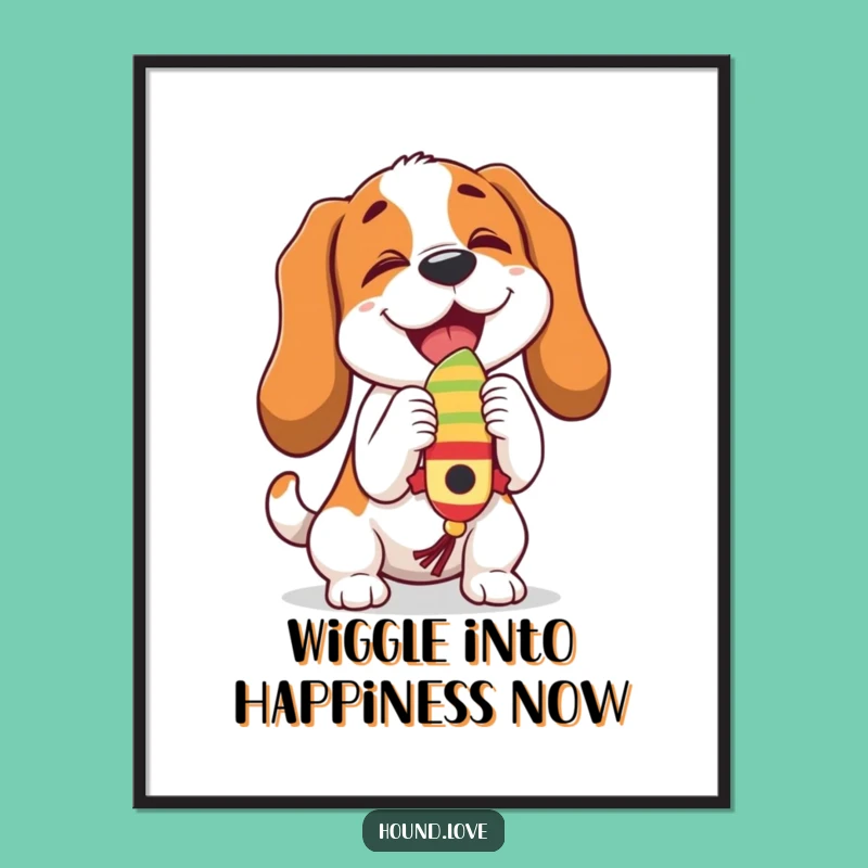 Free Printable Wall Art: Hound Wiggling Toy Funny Downloadable Decor