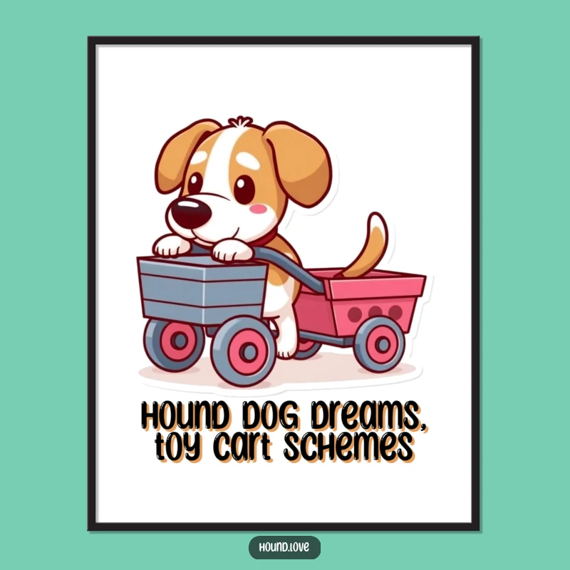 Funny Free Printable Hound Wall Art: Determined Puller, Downloadable Humorous Decor