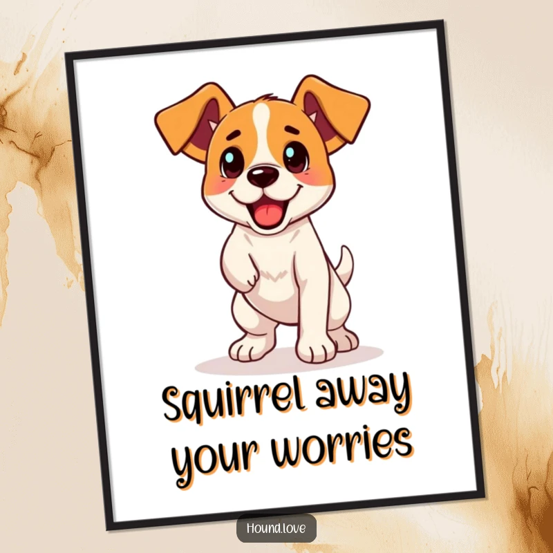 Funny Free Printable Wall Art: An energetic hound dog in mid-leap, ready for retrieval, full of joy.