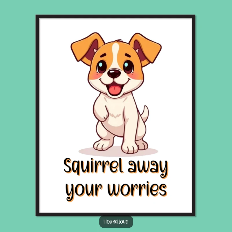 Funny Free Printable Wall Art: Energetic Hound Dog Ready to Play!