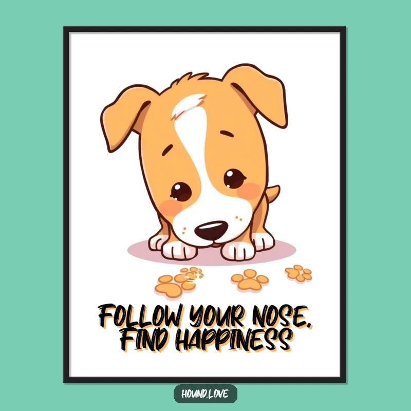 Funny Free Printable Wall Art: Sniffing Hound, Unique Downloadable Home Decor
