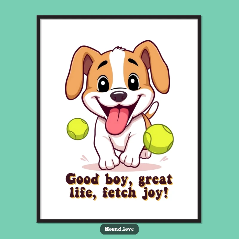 Free Printable Wall Art: Goofy Tennis Ball Hound for Playful & Funny Home Decor